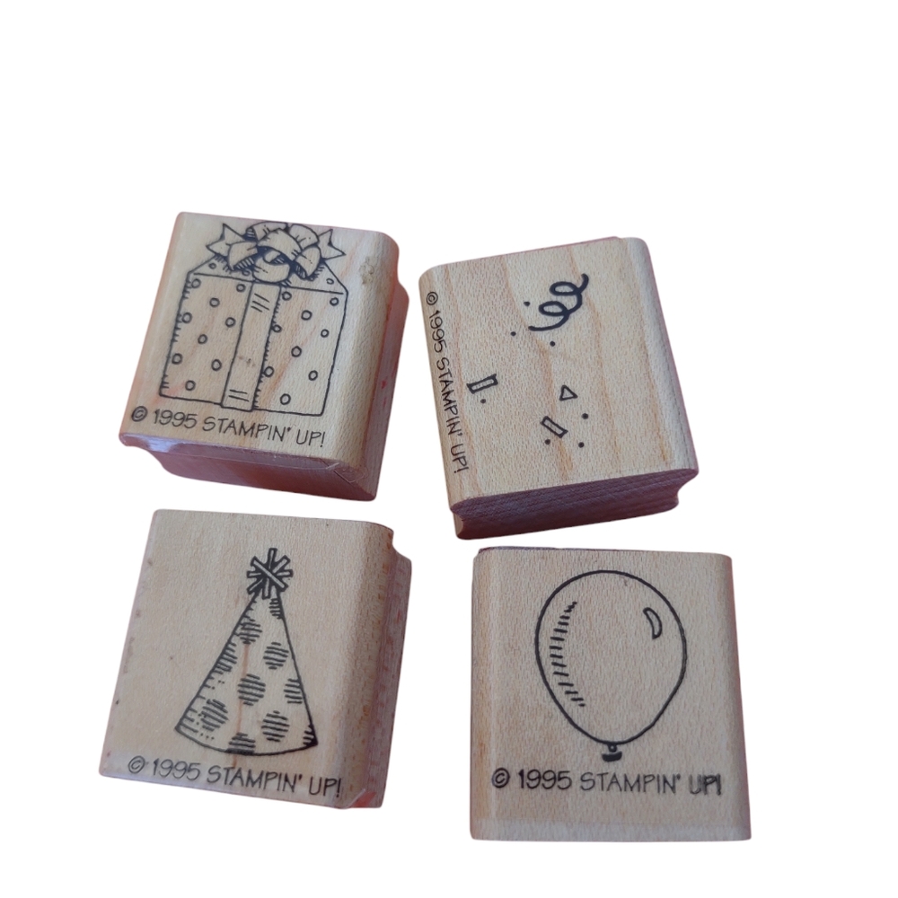 Stampin'Up Stamps Birthday Party Wood Rubber Stamps